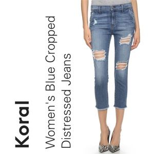 Koral Jeans Distressed Cropped Denim Boyfriends